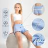 imageDIPUG Girls Athletic Shorts Ruffle High Waisted Dance Gymnastics Yoga Shorts for KidsAge 413YBlue