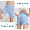 imageDIPUG Girls Athletic Shorts Ruffle High Waisted Dance Gymnastics Yoga Shorts for KidsAge 413YBlue