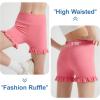 imageDIPUG Girls Athletic Shorts Ruffle High Waisted Dance Gymnastics Yoga Shorts for KidsAge 413YCoral Red