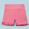 imageDIPUG Girls Athletic Shorts Ruffle High Waisted Dance Gymnastics Yoga Shorts for KidsAge 413YCoral Red