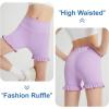 imageDIPUG Girls Athletic Shorts Ruffle High Waisted Dance Gymnastics Yoga Shorts for KidsAge 413YPurple