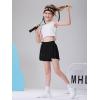 imageDIPUG Girls Butterfly Shorts with Pocket 2in1 Flowy Spandex Athletic Skorts for Running Dance Cheering Sports 516Black