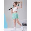 imageDIPUG Girls Butterfly Shorts with Pocket 2in1 Flowy Spandex Athletic Skorts for Running Dance Cheering Sports 516Green