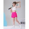 imageDIPUG Girls Butterfly Shorts with Pocket 2in1 Flowy Spandex Athletic Skorts for Running Dance Cheering Sports 516Hot Pink