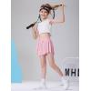 imageDIPUG Girls Butterfly Shorts with Pocket 2in1 Flowy Spandex Athletic Skorts for Running Dance Cheering Sports 516Pink