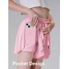 imageDIPUG Girls Butterfly Shorts with Pocket 2in1 Flowy Spandex Athletic Skorts for Running Dance Cheering Sports 516Pink