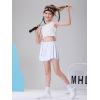 imageDIPUG Girls Butterfly Shorts with Pocket 2in1 Flowy Spandex Athletic Skorts for Running Dance Cheering Sports 516White