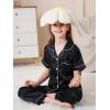imageDIPUG Girls Pajamas Set Soft Silk Satin 3 Piece PJs Sleepwear for Comfortable NightsBlack