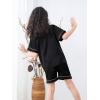 imageDIPUG Girls Pajamas Silk Pajama Set Satin Pjs for Kids Comfortable Nights SleepwearBlack