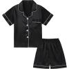 imageDIPUG Girls Pajamas Silk Pajama Set Satin Pjs for Kids Comfortable Nights SleepwearBlack