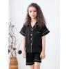 imageDIPUG Girls Pajamas Silk Pajama Set Satin Pjs for Kids Comfortable Nights SleepwearBlack