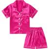 imageDIPUG Girls Pajamas Silk Pajama Set Satin Pjs for Kids Comfortable Nights SleepwearHot Pink