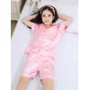 imageDIPUG Girls Pajamas Silk Pajama Set Satin Pjs for Kids Comfortable Nights SleepwearPink