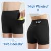 imageDIPUG Girls Volleyball Shorts 3 Pack with Pockets Kids High Waist Biker Shorts for Dance Yoga Cheer GymnasticsBlackblackblack
