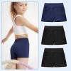 imageDIPUG Girls Volleyball Shorts 3 Pack with Pockets Kids High Waist Biker Shorts for Dance Yoga Cheer GymnasticsBlackblacknavy