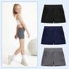 imageDIPUG Girls Volleyball Shorts 3 Pack with Pockets Kids High Waist Biker Shorts for Dance Yoga Cheer GymnasticsBlacknavygrey