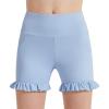 imageDIPUG Girls Athletic Shorts Ruffle High Waisted Dance Gymnastics Yoga Shorts for KidsAge 413YBlue