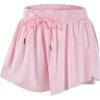 imageDIPUG Girls Butterfly Shorts with Pocket 2in1 Flowy Spandex Athletic Skorts for Running Dance Cheering Sports 516Pink