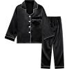 imageDIPUG Girls Pajamas Silk Pajama Set Satin Pjs for Kids Comfortable Nights SleepwearBlack