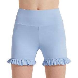 imageDIPUG Girls Athletic Shorts Ruffle High Waisted Dance Gymnastics Yoga Shorts for KidsAge 413YBlue