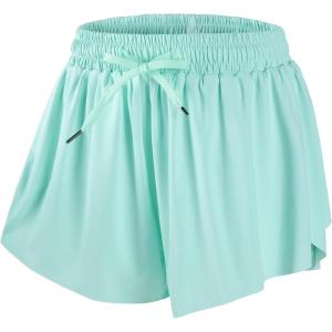 imageDIPUG Girls Butterfly Shorts with Pocket 2in1 Flowy Spandex Athletic Skorts for Running Dance Cheering Sports 516Green