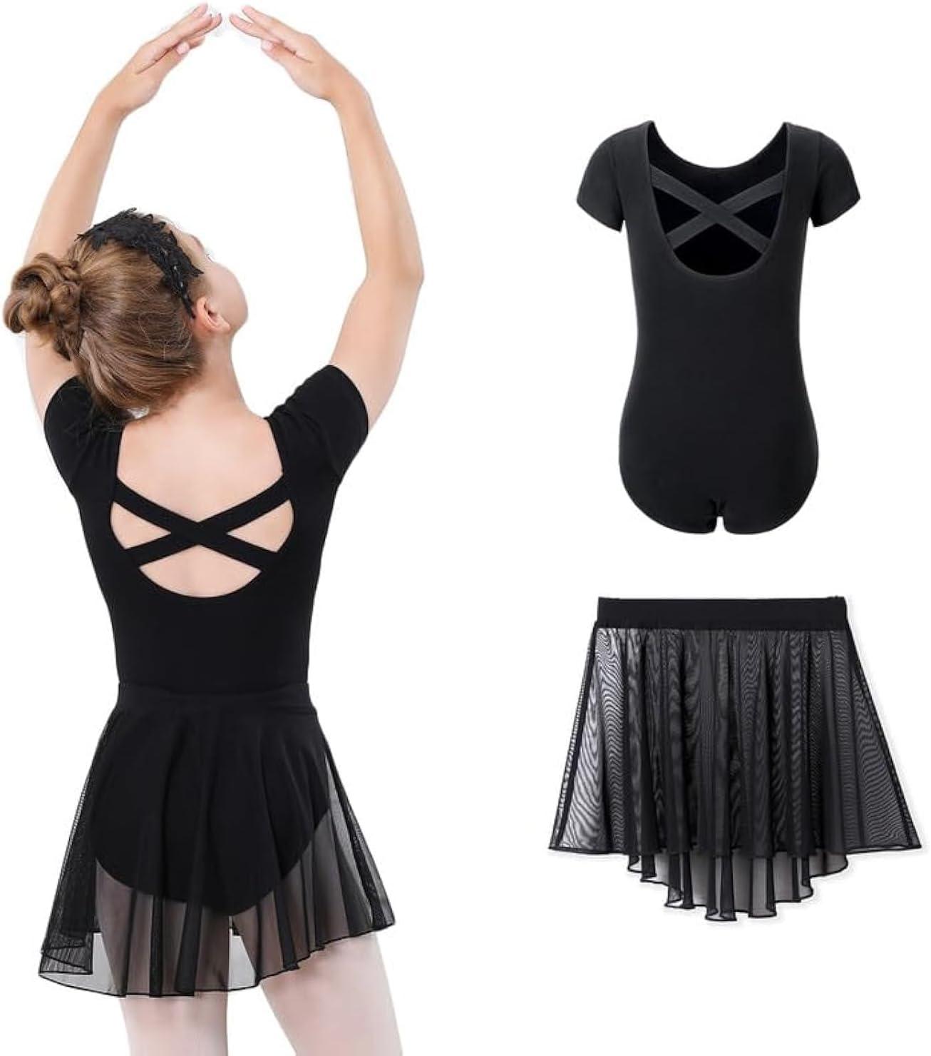 imageDIPUG Ballet Leotards for Girls Toddler Dance Leotard with Removable Skirt ComboPinklong Sleeve
