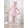 imageDIPUG Ballet Leotards for Girls Ballet Leotard with Skirt Toddler Dance Leotards Flutter Sleeve and CrissCross BackBallet Pinkprints