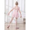 imageDIPUG Ballet Leotards for Girls Ballet Leotard with Skirt Toddler Dance Leotards Flutter Sleeve and CrissCross BackBallet Pinkprints