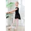 imageDIPUG Ballet Leotards for Girls Ballet Leotard with Skirt Toddler Dance Leotards Flutter Sleeve and CrissCross BackBlacklpurple