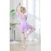 imageDIPUG Ballet Leotards for Girls Ballet Leotard with Skirt Toddler Dance Leotards Flutter Sleeve and CrissCross BackBlacklpurple