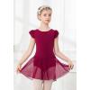 imageDIPUG Ballet Leotards for Girls Ballet Leotard with Skirt Toddler Dance Leotards Flutter Sleeve and CrissCross BackBurgundy