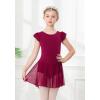 imageDIPUG Ballet Leotards for Girls Ballet Leotard with Skirt Toddler Dance Leotards Flutter Sleeve and CrissCross BackBurgundy