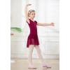 imageDIPUG Ballet Leotards for Girls Ballet Leotard with Skirt Toddler Dance Leotards Flutter Sleeve and CrissCross BackBurgundy