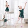 imageDIPUG Ballet Leotards for Girls Ballet Leotard with Skirt Toddler Dance Leotards Flutter Sleeve and CrissCross BackDark Green