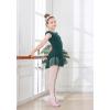 imageDIPUG Ballet Leotards for Girls Ballet Leotard with Skirt Toddler Dance Leotards Flutter Sleeve and CrissCross BackDark Green