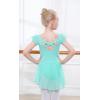 imageDIPUG Ballet Leotards for Girls Ballet Leotard with Skirt Toddler Dance Leotards Flutter Sleeve and CrissCross BackGreen