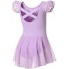 imageDIPUG Ballet Leotards for Girls Ballet Leotard with Skirt Toddler Dance Leotards Flutter Sleeve and CrissCross BackLilac