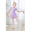 imageDIPUG Ballet Leotards for Girls Ballet Leotard with Skirt Toddler Dance Leotards Flutter Sleeve and CrissCross BackLilac