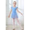 imageDIPUG Ballet Leotards for Girls Ballet Leotard with Skirt Toddler Dance Leotards Flutter Sleeve and CrissCross BackPinkblue
