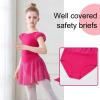 imageDIPUG Ballet Leotards for Girls Ballet Leotard with Skirt Toddler Dance Leotards Flutter Sleeve and CrissCross BackRose