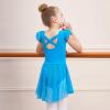 imageDIPUG Ballet Leotards for Girls Ballet Leotard with Skirt Toddler Dance Leotards Flutter Sleeve and CrissCross BackTurquoise