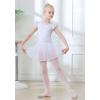 imageDIPUG Ballet Leotards for Girls Ballet Leotard with Skirt Toddler Dance Leotards Flutter Sleeve and CrissCross BackWhite