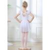 imageDIPUG Ballet Leotards for Girls Ballet Leotard with Skirt Toddler Dance Leotards Flutter Sleeve and CrissCross BackWhite