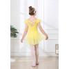 imageDIPUG Ballet Leotards for Girls Ballet Leotard with Skirt Toddler Dance Leotards Flutter Sleeve and CrissCross BackYellow
