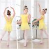 imageDIPUG Ballet Leotards for Girls Ballet Leotard with Skirt Toddler Dance Leotards Flutter Sleeve and CrissCross BackYellow
