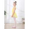 imageDIPUG Ballet Leotards for Girls Ballet Leotard with Skirt Toddler Dance Leotards Flutter Sleeve and CrissCross BackYellow