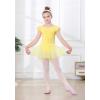 imageDIPUG Ballet Leotards for Girls Ballet Leotard with Skirt Toddler Dance Leotards Flutter Sleeve and CrissCross BackYellow