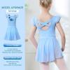 imageDIPUG Ballet Leotards for Girls Toddler Dance Leotard with Removable Skirt ComboBluedouble Sleeve