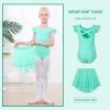 imageDIPUG Ballet Leotards for Girls Toddler Dance Leotard with Removable Skirt ComboGreendouble Sleeve