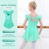 imageDIPUG Ballet Leotards for Girls Toddler Dance Leotard with Removable Skirt ComboGreendouble Sleeve